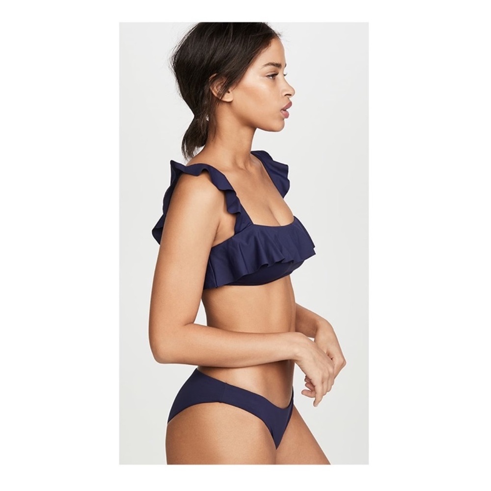 New! EBERJEY Navy Ruffle Bikini Set Jane Top Coco Bottom